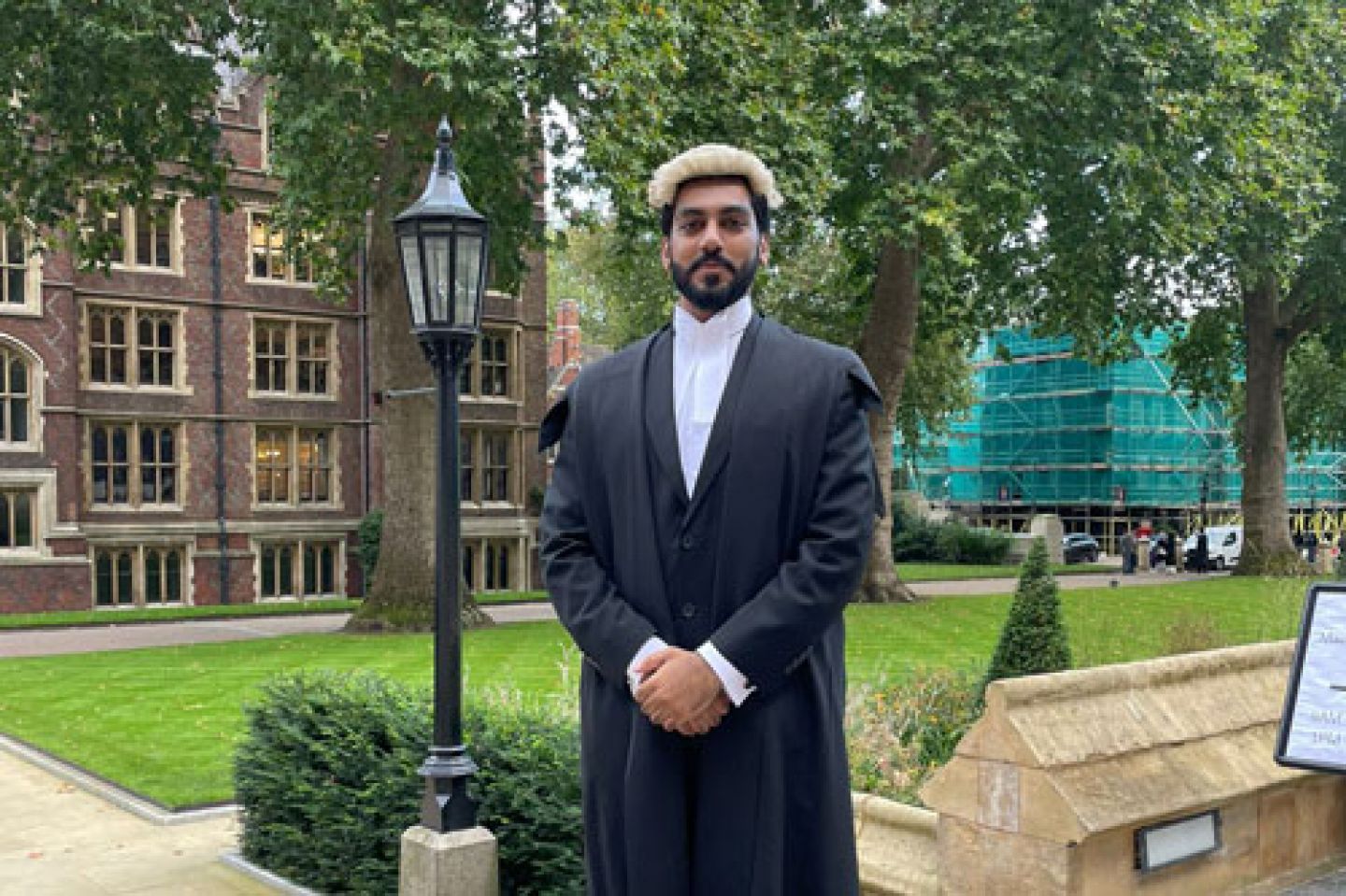 Abdul Qudoos Sohal (LLB Law 2020) dons the classic tie wig as he is called to the Bar.