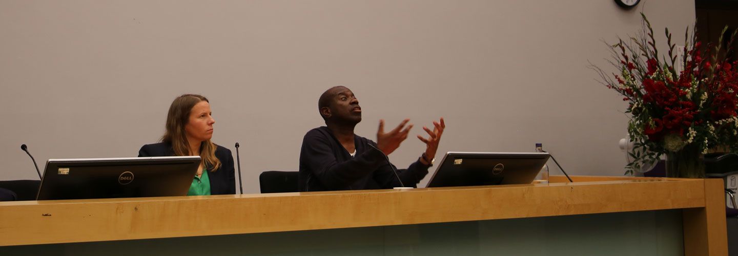 Clive Myrie during his 2022 James Cameron Lecture
