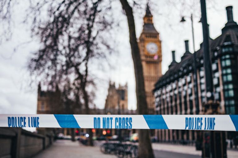 Police tape outside Westminster