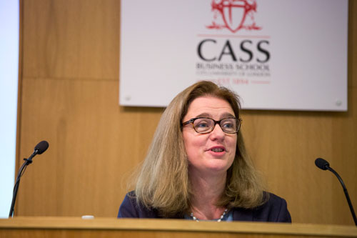 Ruth Kelly delivering SJCF Lecture at Cass