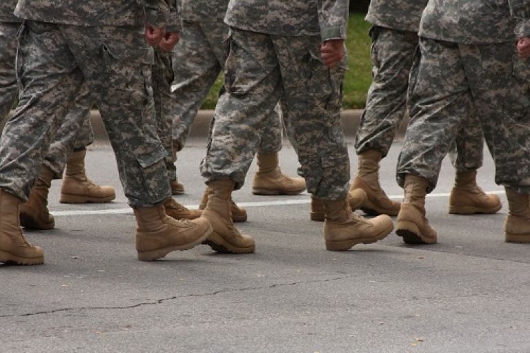 Military trainees in boots