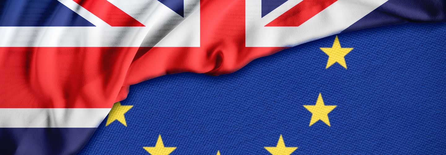 The flag of UK & EU Symbolic that represent a lot of concept design to Brexit