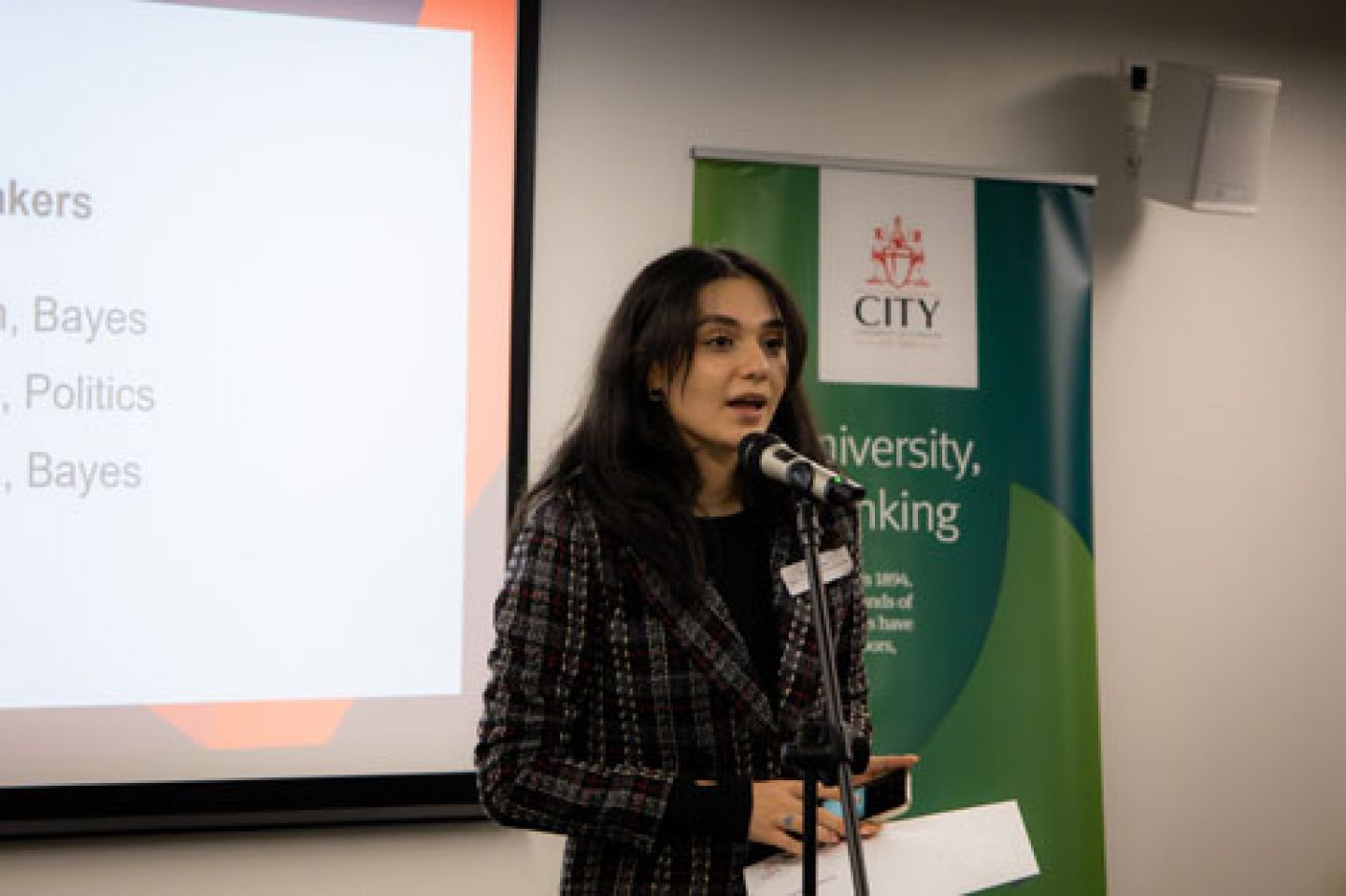 Student speaker Giulshan  Alieva delivers her speech