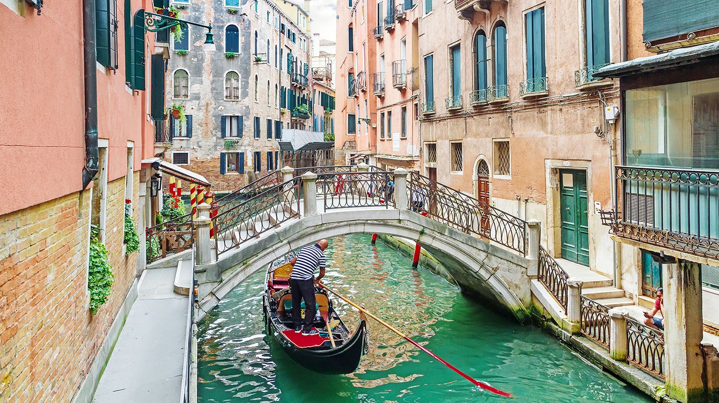 A gondola in a Venetian canal