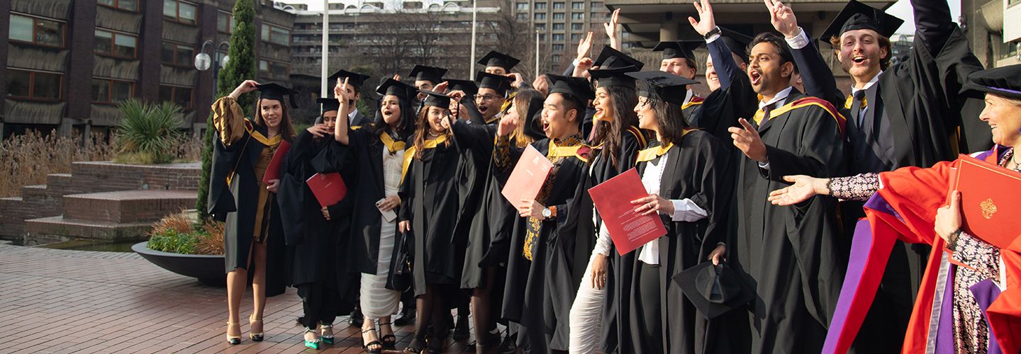 City students celebrate their graduation at the Barbican