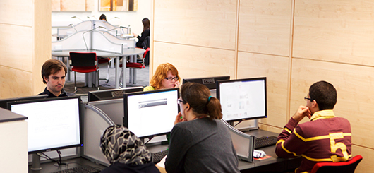 Students at work in the Graduate School library