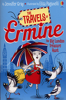 The big London treasure hunt Jennifer Gray, cover features an Ermine holding a union jack umbrella with london skyline in background