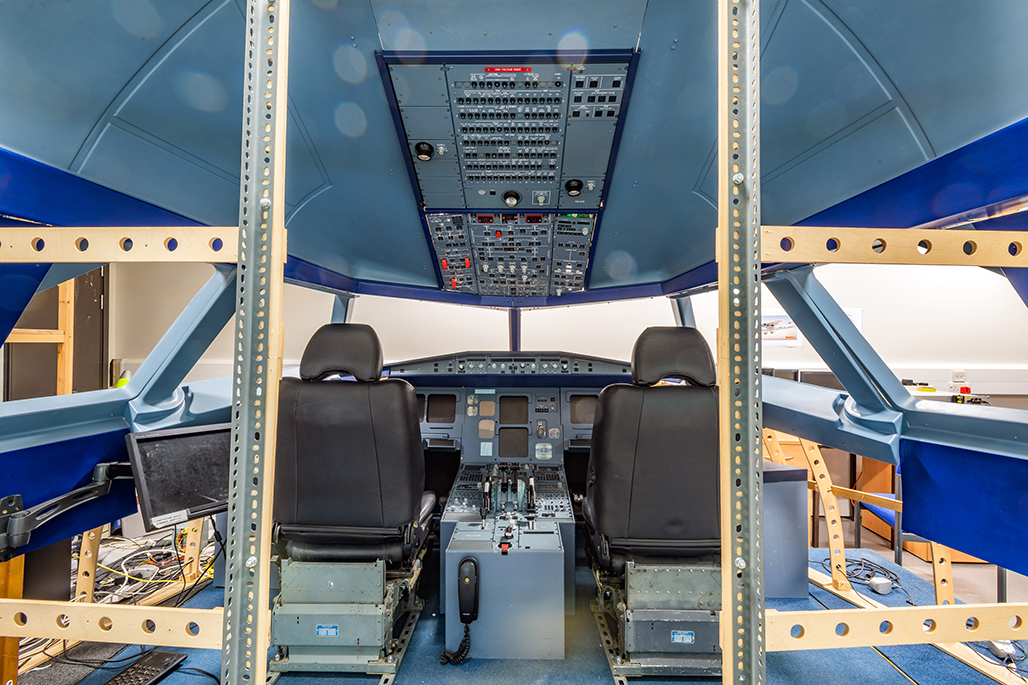Interior inside a Airbus A320 flight simulator