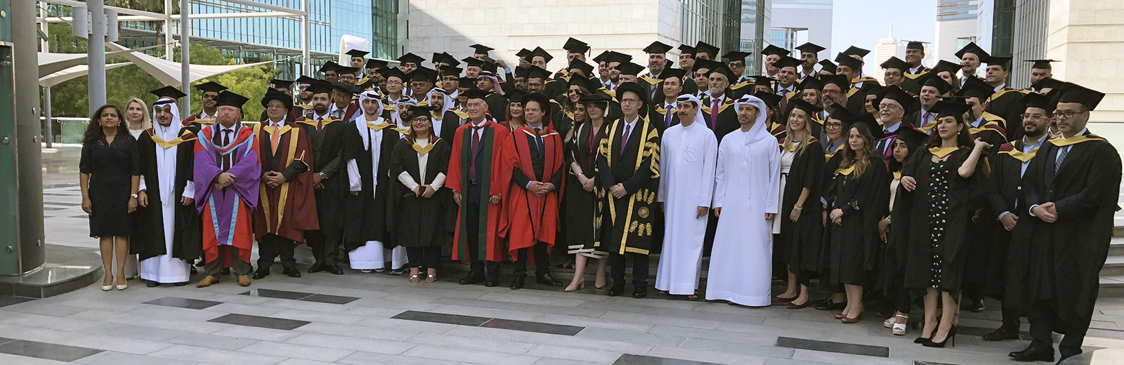 Bayes Dubai graduates line up in their robes