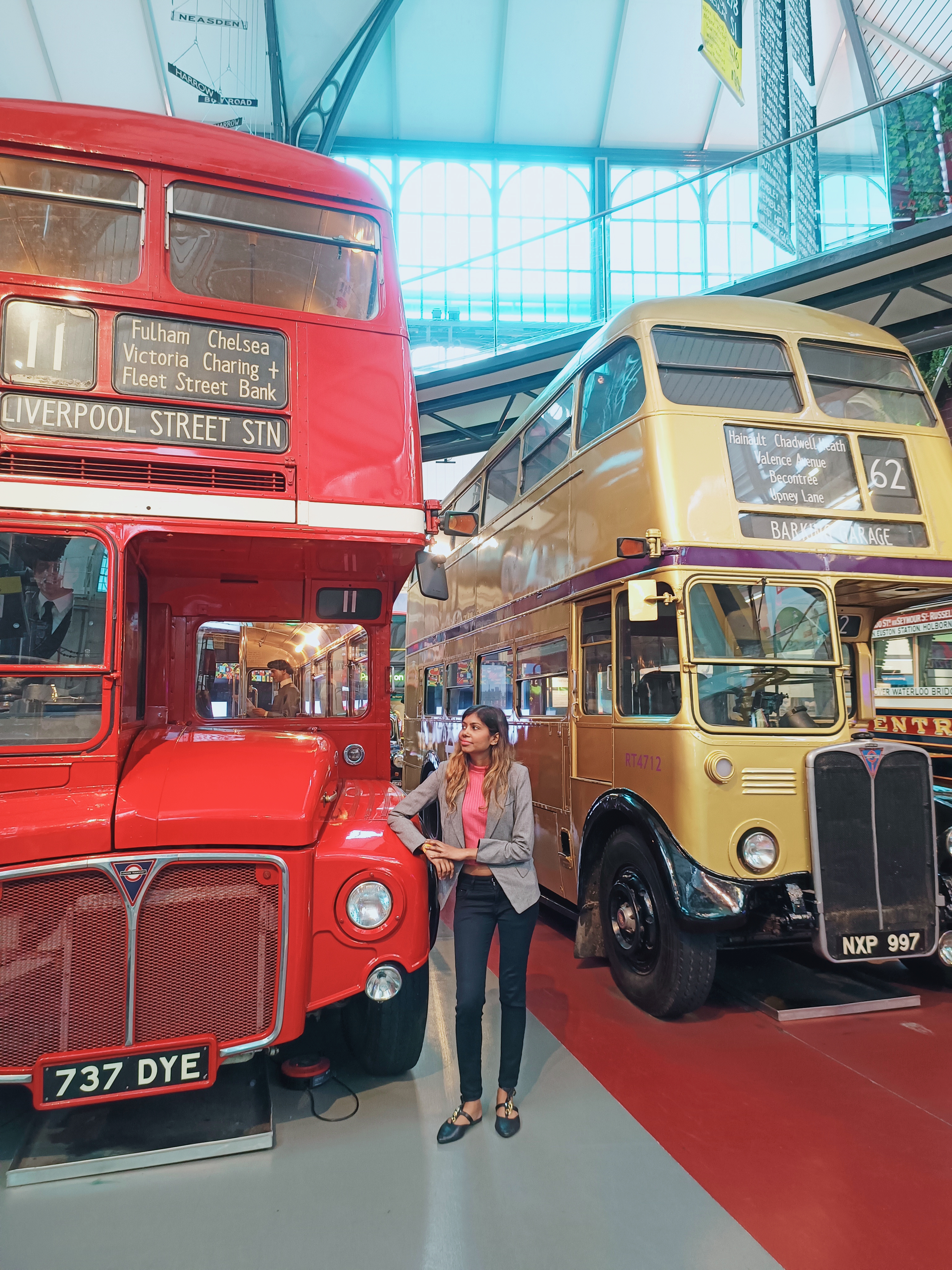 MBA student Neha at the London Transport Museum
