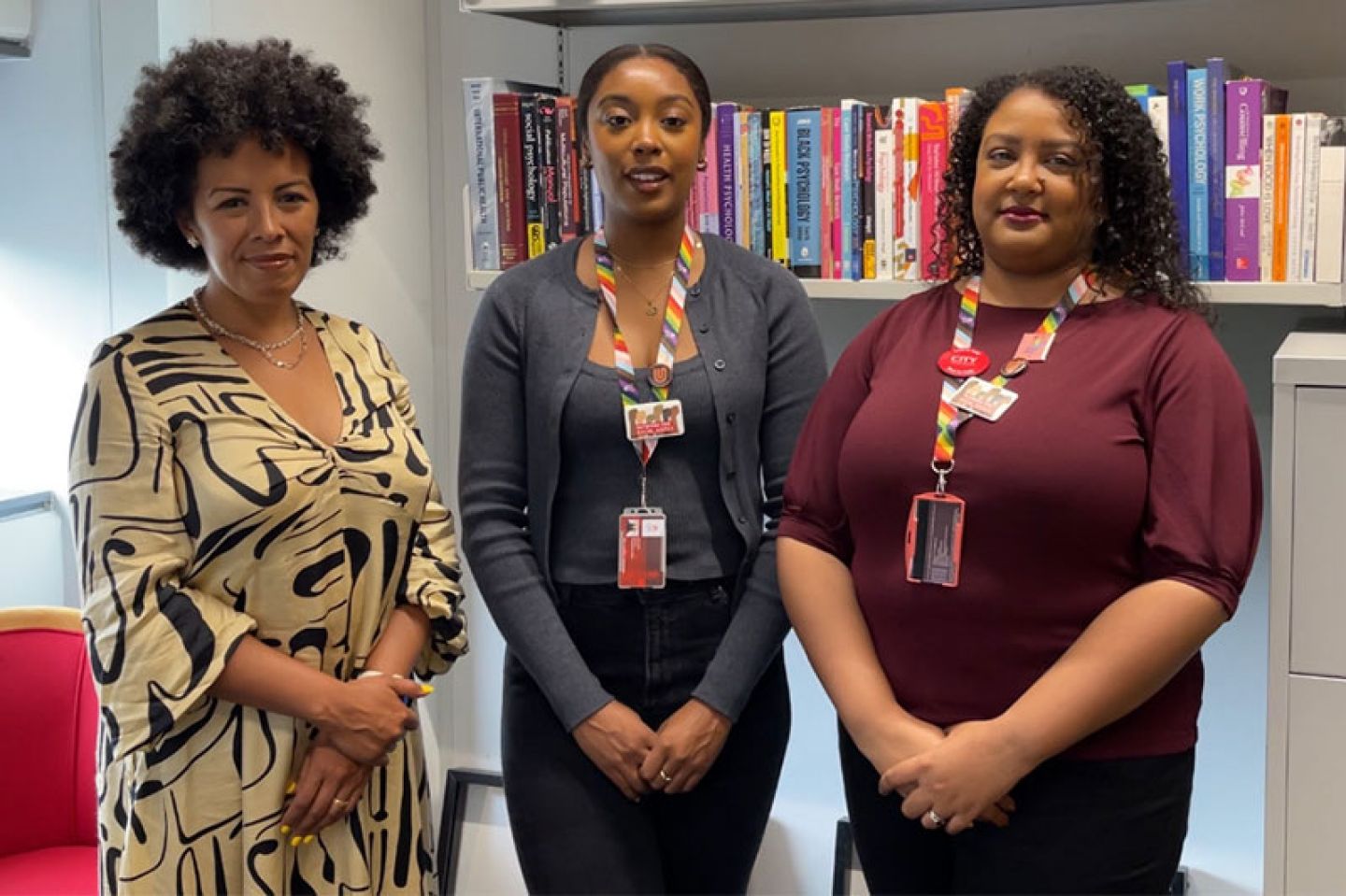 Left: Dr Jessica Jones Nielsen (Assistant VP for EDI), Centre: Ashling Akosa (EDI Manager for Race), Right: Michelle-Louise Yembra (Senior Student EDI Officer)