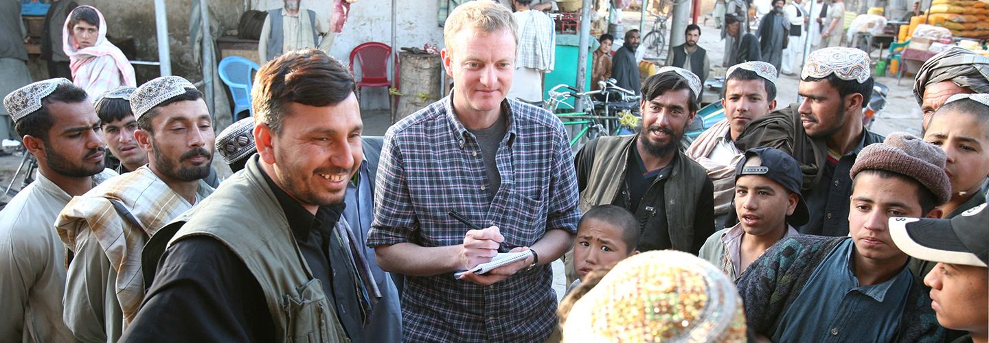 Richard Beeston talks to locals in Kabul