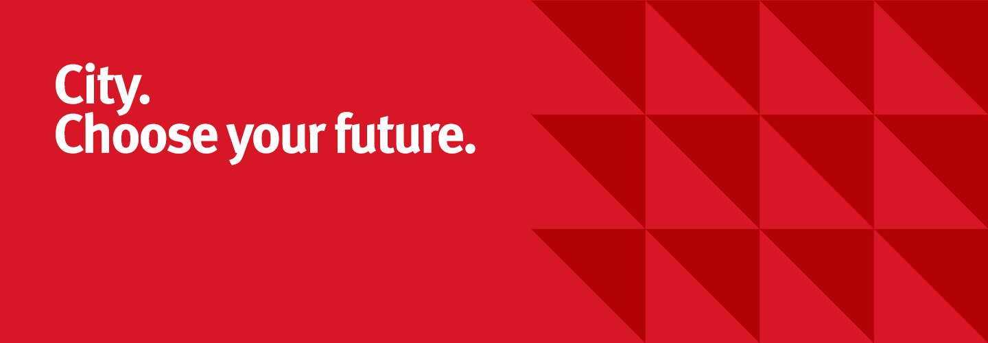A red background with the words 'City, Choose your future.'