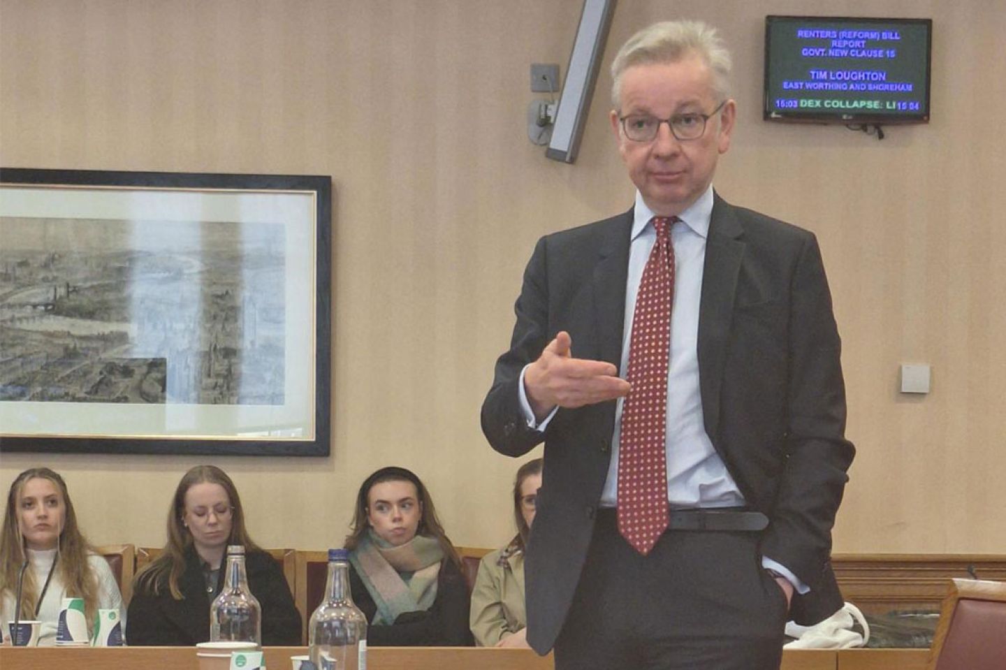 Conservative Cabinet Member Michael Gove MP addresses journalism master’s students in Westminster