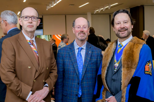Left: Professor Sir Anthony Finkelstein (City's President); Centre: Professor Martin Dawson (who gave the 45th Edwards Lecture); Right: Professor Philip Thomas (Master of the Worshipful Company of Scientific Instrument Makers)