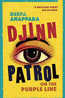 Deepa Anappara Djinn Patrol on the purple line, book cover features a close up of a woman's eye
