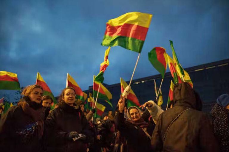 A protest on November 20 in Berlin over the latest attacks of the Turkish military into Kurdish areas of northeastern Syria