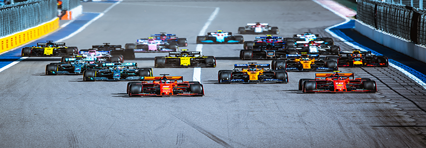Formula 1 cars on the starting grid