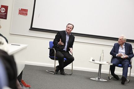 City hosts fireside chat and student Q&A with David Cameron